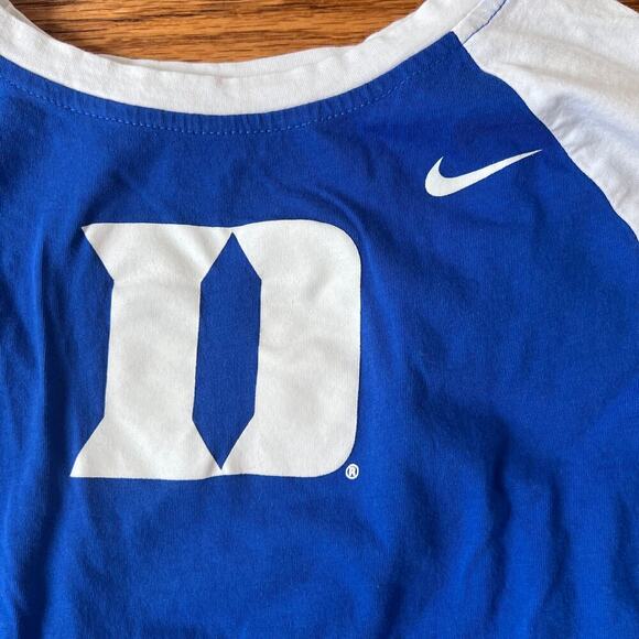 Unisex Nike Duke Basketball Blue Devils D Initial Raglan Shirt - Youth Medium - Picture 2 of 3